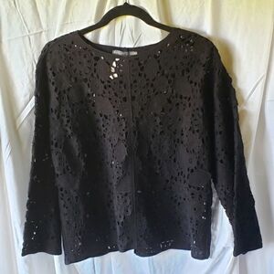 Elliott Lauren Black Crotched Top Sweater Small NEW WITH TAGS!